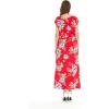 imageWomens Hawaiian Luau Cap Sleeve Maxi Simple Dress in HibiscusHibiscus Red
