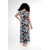 imageWomens Hawaiian Luau Cap Sleeve Maxi Simple Dress in Orchid BreezeBlooming Lily Black