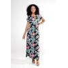 imageWomens Hawaiian Luau Cap Sleeve Maxi Simple Dress in Orchid BreezeBlooming Lily Black