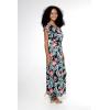 imageWomens Hawaiian Luau Cap Sleeve Maxi Simple Dress in Orchid BreezeBlooming Lily Black