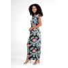 imageWomens Hawaiian Luau Cap Sleeve Maxi Simple Dress in Orchid BreezeBlooming Lily Black