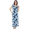 imageWomens Hawaiian Luau Cap Sleeve Maxi Simple Dress in Pacific PalmPacific Palm Navy