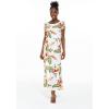 imageWomens Hawaiian Luau Cap Sleeve Maxi Simple Dress in Pineapple GardenCream Rafelsia