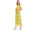 imageWomens Hawaiian Luau Cap Sleeve Maxi Simple Dress in Pineapple GardenGarden Poppy Yellow