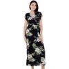 imageWomens Hawaiian Luau Cap Sleeve Maxi Simple Dress in Pineapple GardenPineapple Garden Black