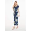 imageWomens Hawaiian Luau Cap Sleeve Maxi Simple Dress in Pineapple GardenPineapple Garden Navy