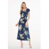 imageWomens Hawaiian Luau Cap Sleeve Maxi Simple Dress in Pineapple GardenPineapple Garden Navy