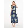 imageWomens Hawaiian Luau Cap Sleeve Maxi Simple Dress in Pineapple GardenPineapple Garden Navy