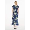 imageWomens Hawaiian Luau Cap Sleeve Maxi Simple Dress in Pineapple GardenPineapple Garden Navy