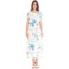 imageWomens Hawaiian Luau Cap Sleeve Maxi Simple Dress in Sandy BeachSandy Beach White