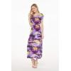 imageWomens Hawaiian Luau Cap Sleeve Maxi Simple Dress in SunsetSunset Purple