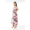 imageWomens Hawaiian Luau Flowering Koi Blue Maxi Sweetheart DressGarden at Dawn