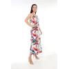 imageWomens Hawaiian Luau Flowering Koi Blue Maxi Sweetheart DressGarden at Dawn