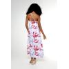 imageWomens Hawaiian Luau Flowering Koi Blue Maxi Sweetheart DressMisty Lotus White