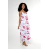 imageWomens Hawaiian Luau Flowering Koi Blue Maxi Sweetheart DressMisty Lotus White