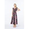 imageWomens Hawaiian Maxi Tank Elastic Luau Dress Pink Black Hibiscus VinePink Black Hibiscus Vine