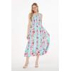 imageWomens Hawaiian Maxi Tank Elastic Luau Dress Pink Black Hibiscus VinePink Turquoise Hibiscus Vine