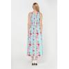 imageWomens Hawaiian Maxi Tank Elastic Luau Dress Pink Black Hibiscus VinePink Turquoise Hibiscus Vine