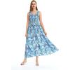 imageWomens Hawaiian Maxi Tank Elastic Luau Dress Simply Blue LeafSimply Blue Leaf