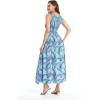 imageWomens Hawaiian Maxi Tank Elastic Luau Dress Simply Blue LeafSimply Blue Leaf