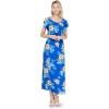 imageWomens Hawaiian Luau Cap Sleeve Maxi Simple Dress in HibiscusHibiscus Blue