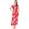 imageWomens Hawaiian Luau Cap Sleeve Maxi Simple Dress in HibiscusHibiscus Red