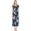 imageWomens Hawaiian Luau Cap Sleeve Maxi Simple Dress in Pineapple GardenPineapple Garden Navy