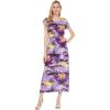 imageWomens Hawaiian Luau Cap Sleeve Maxi Simple Dress in SunsetSunset Purple