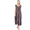 imageWomens Hawaiian Maxi Tank Elastic Luau Dress Pink Black Hibiscus VinePink Black Hibiscus Vine