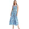 imageWomens Hawaiian Maxi Tank Elastic Luau Dress Simply Blue LeafSimply Blue Leaf