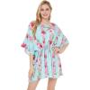 imageWomens Hawaiian Poncho Luau Dress Pink Hibiscus VinePink Turquoise Hibiscus Vine