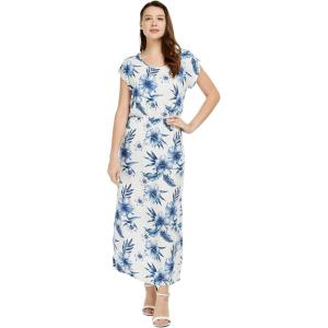 imageWomens Hawaiian Luau Cap Sleeve Maxi Simple Dress in BloomDay Dream Bloom