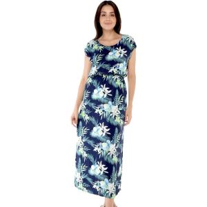 imageWomens Hawaiian Luau Cap Sleeve Maxi Simple Dress in Orchid BreezeOrchid Breeze Navy