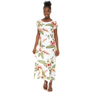 imageWomens Hawaiian Luau Cap Sleeve Maxi Simple Dress in Pineapple GardenCream Rafelsia