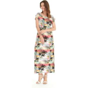 imageWomens Hawaiian Luau Cap Sleeve Maxi Simple Dress in SunsetSunset Neon Pastel