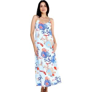 imageWomens Hawaiian Luau Flowering Koi Blue Maxi Sweetheart DressFlowering Koi Blue