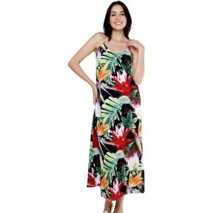 imageWomens Hawaiian Luau Flowering Koi Blue Maxi Sweetheart DressTropical Twilight
