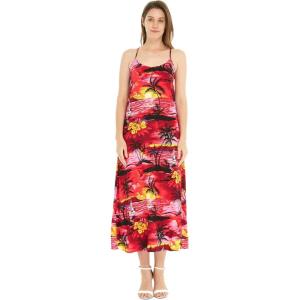 imageWomens Hawaiian Luau Sunset Blue Maxi Sweetheart DressSunset Red