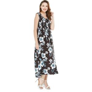imageWomens Hawaiian Maxi Tank Elastic Luau Dress in BloomMidnight Bloom