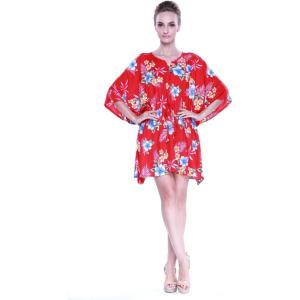 imageWomens Hawaiian Poncho Luau Dress Hibiscus BlackHibiscus Red