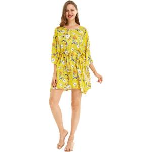 imageWomens Hawaiian Poncho Luau Dress Pineapple GardenGarden Poppy Yellow