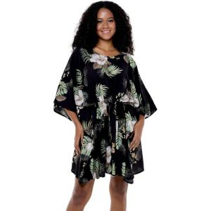 imageWomens Hawaiian Poncho Luau Dress Pineapple GardenPineapple Garden Black