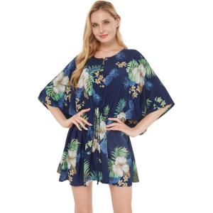 imageWomens Hawaiian Poncho Luau Dress Pineapple GardenPineapple Garden Navy