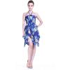 imageWomens Hawaiian Gypsy Fairy Uneven Bottom Luau Dress in Hibiscus PatternsBlue Hibiscus