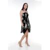 imageWomens Hawaiian Gypsy Fairy Uneven Bottom Luau Dress in Pineapple GardenPineapple Garden Black