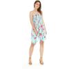 imageWomens Hawaiian Gypsy Fairy Uneven Bottom Luau Dress in Pink HibiscusLight Blue Wispy Cereus