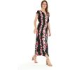 imageWomens Hawaiian Luau Cap Sleeve Maxi Simple Dress in Hibiscus VinePink Black Hibiscus