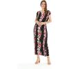 imageWomens Hawaiian Luau Cap Sleeve Maxi Simple Dress in Hibiscus VinePink Black Hibiscus