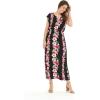 imageWomens Hawaiian Luau Cap Sleeve Maxi Simple Dress in Hibiscus VinePink Black Hibiscus