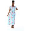 imageWomens Hawaiian Luau Cap Sleeve Maxi Simple Dress in Hibiscus VinePink Turquoise Hibiscus